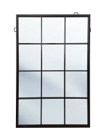 Lustro Boston 120/80cm w stylu loft okienne z czarnymi szprosami i stalową ramą