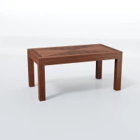 Stół 140 / 190 cm z intarsją rozkładany dąb kasztanowy CUBE