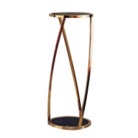 Santes złoty stolik na kwiaty i ozdoby ze szklanym przyciemnianym blatem Large