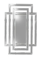 Lustro prostokątne Zita 80/120cm w stylu glamour z ramą w kształcie przeplatających się lustrzanych prostokątów