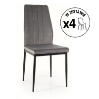 Zestaw 4 krzeseł Atom Velvet szary