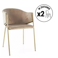 Zestaw 2 krzeseł Bono Velvet beżowy złoty