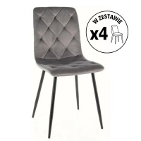 Zestaw 4 krzeseł Jerry Velvet szary