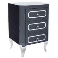 Szafka nocna Marina 46/40/68cm z czarnego szkła na srebrnych nóżkach