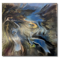 Obraz abstrakcyjny 100/100cm Dzika Rzeka ręcznie malowany na płótnie z wykorzystaniem żywicy epoksydowej