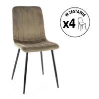 Zestaw 4 krzeseł Alan Velvet oliwkowy