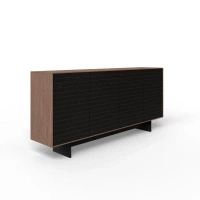 Komoda 4-drzwiowa czarny/dąb naturalny 204x96x42 cm Slim