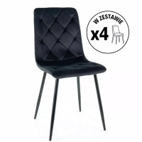 Zestaw 4 krzeseł Jerry Velvet czarny