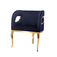 Fotel welurowy Morello 55/59/78cm niebieski na złotych nóżkach