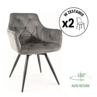 Zestaw 2 krzeseł Mango Velvet szary