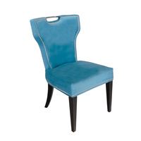 Krzesło Vittdria 58/65/95cm tapicerowane niebieskim welurem ze srebrnym uchwytem i srebrnymi nitami