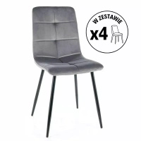 Zestaw 4 krzeseł Ivo Velvet szary