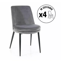 Zestaw 4 krzeseł Kayla Velvet szary